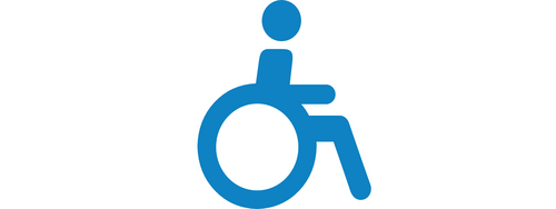 Icon, blau, Rollstuhlfahrer